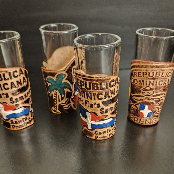 Other - Shot Glass Set with Leather Wrap Dominican Republic